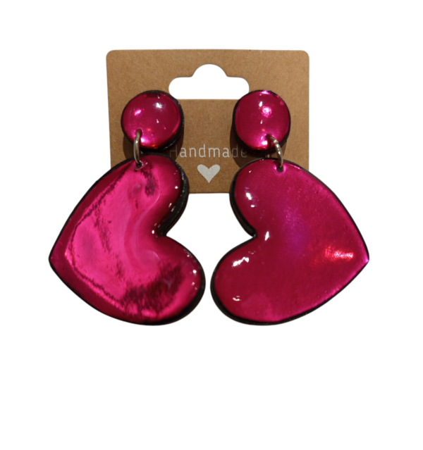 Pendientes Corazón Fucsia