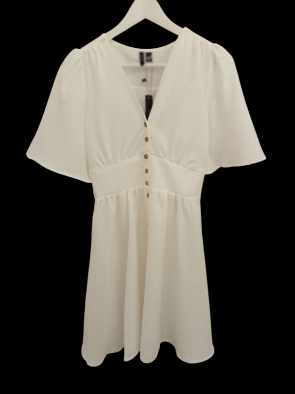 Vestido Corto Abotonado Blanco