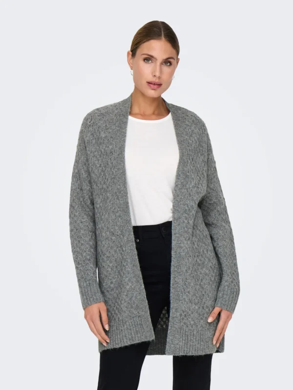 Cardigan de Punto Gris Largo