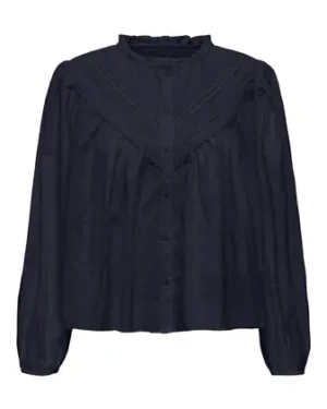 Blusa Bordados Azul Marino