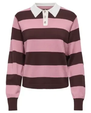 Polo Rayas Marrón Rosa
