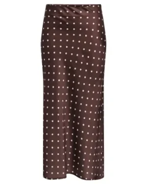 Falda Satinada Lunares Marrón