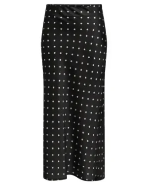 Falda Satinada Negro Lunares