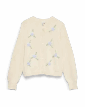 Cardigan Punto Beige Flores