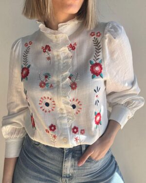 Blusa Flores Blanca