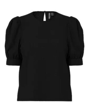 Blusa Negro Manga Abullonada