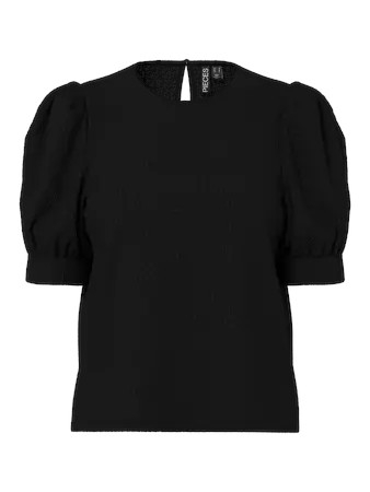 Blusa Negro Manga Abullonada