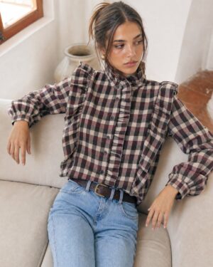 Blusa Cuadros Marrón