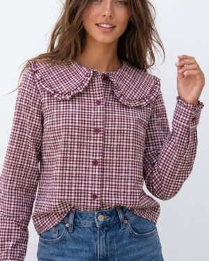 Blusa Cuadros Granate